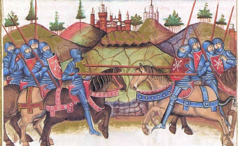 800x491 Illumination Of Knights Jousting This Late Fifteenth Century - Medieval Tournament Painting