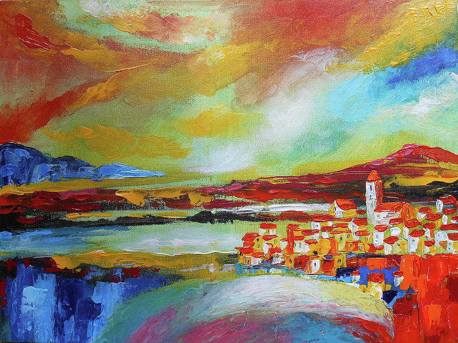 900x675 Old Medieval Town Painting By Leon Zernitsky - Medieval Town Painting