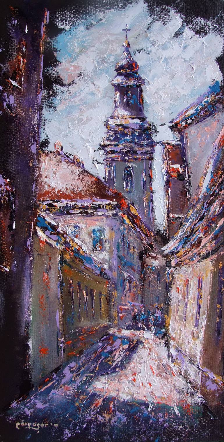 770x1516 Saatchi Art Medieval Town Painting By Ovidiu Carpusor - Medieval Town Painting