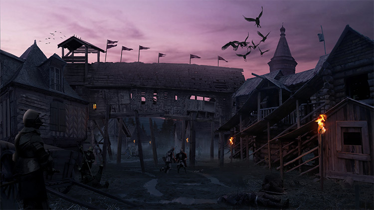 750x422 Medieval Buildings And Towns For Concept Art Inspiration - Medieval Village Painting