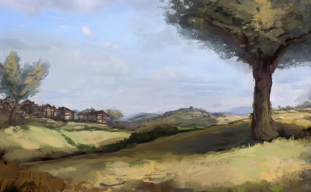 1024x633 Medieval Village By Jordylakiere - Medieval Village Painting