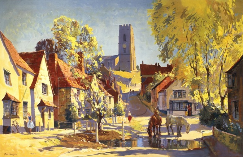 785x509 Adventures In Time - Medieval Village Painting