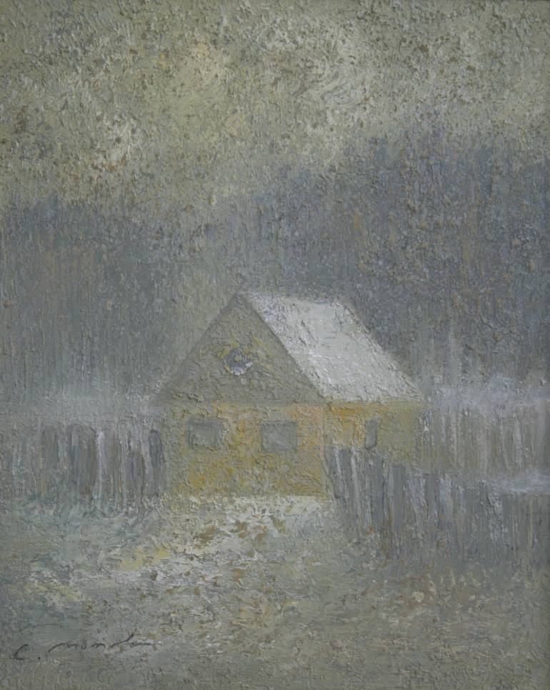 770x966 Saatchi Art Winter Landscape With House In The Medieval Village - Medieval Village Painting