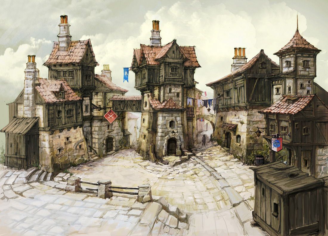 Medieval Village Painting at PaintingValley.com | Explore collection of ...