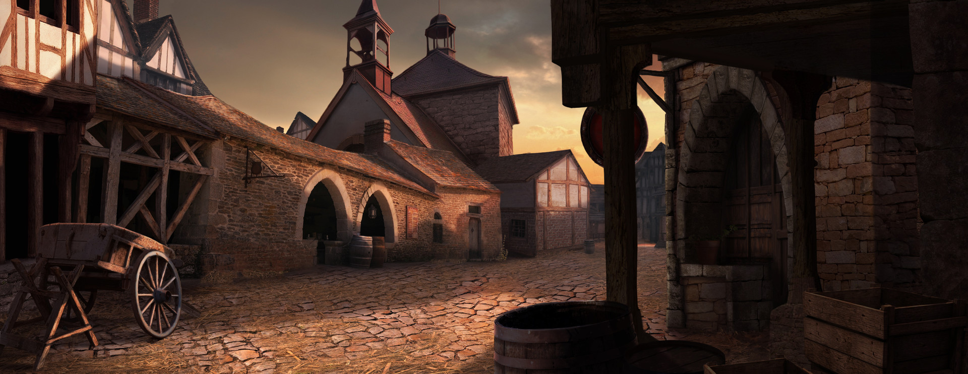 1920x742 Maia Zeidan - Medieval Village Painting