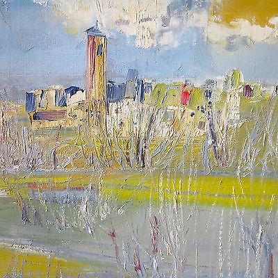 400x400 Bernard Lignon C.1950's Medieval Village Painting Provence French - Medieval Village Painting