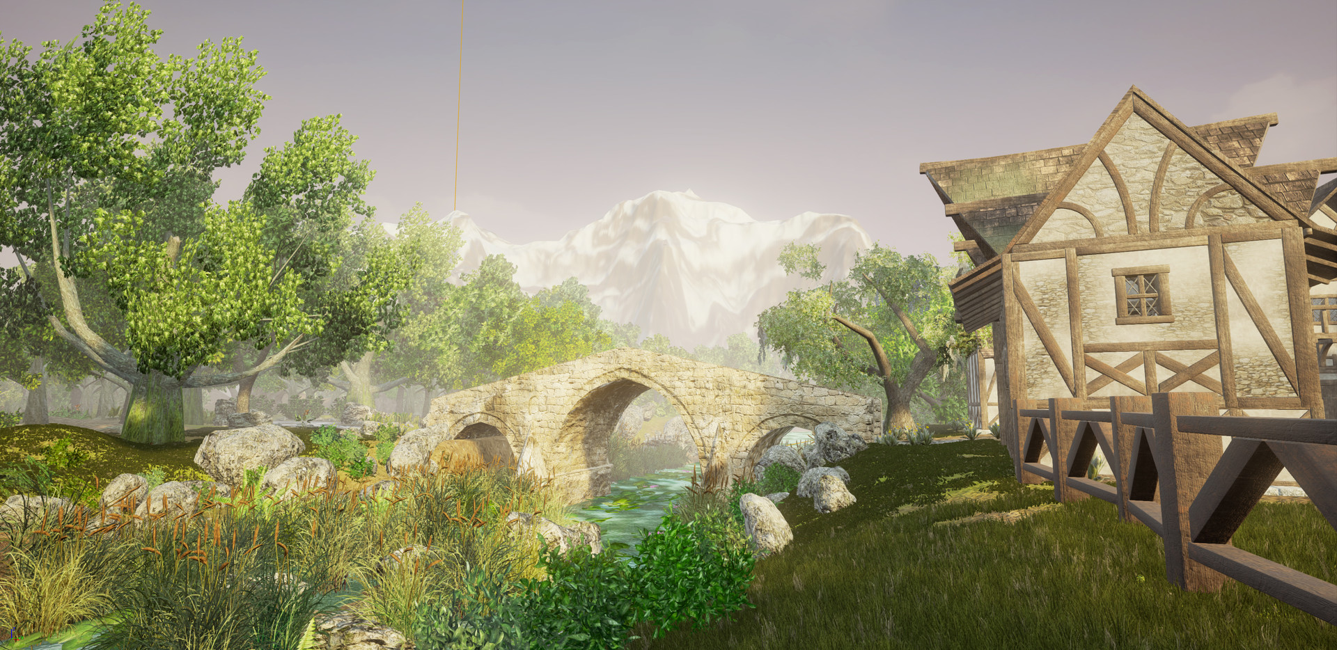 1920x934 Darko - Medieval Village Painting