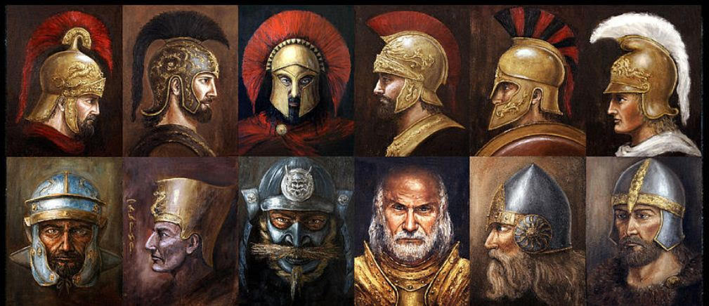 1009x436 A Head For War Top 10 Ancient And Medieval Battle Helmets - Medieval War Painting