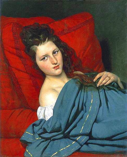 487x600 Joseph Court. Half Length Woman Laying On A Couch. 1829 - Medieval Woman Painting