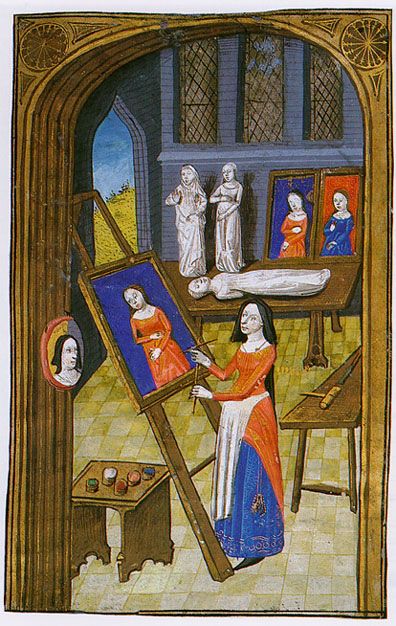 396x626 Medieval Woman Painting In Studio. Art Materials. Medieval Women - Medieval Woman Painting