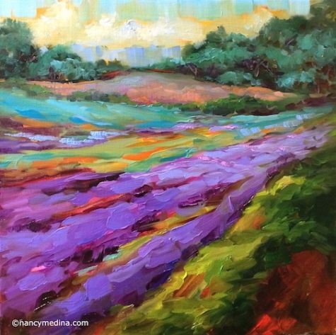 475x473 Skyfall Heather And Lavender By Nancy Medina Original Art Painting - Medina Painting