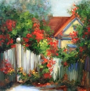 319x320 Cherry Lane Cottage And Purple Roses Of Coronado By Texas Flower - Medina Painting