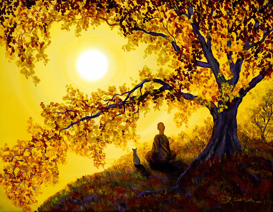 900x701 Golden Afternoon Meditation Painting By Laura Iverson - Meditation Painting