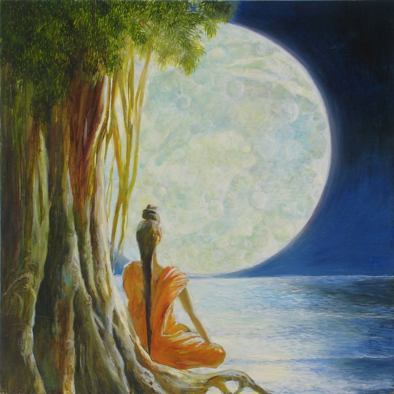 770x770 Saatchi Art Meditation. The Moon Hare. Painting By Anna Khochkina - Meditation Painting