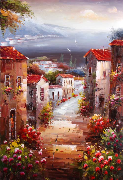 500x734 Mediterranean Landscape Oil Painting 24x36 Id4819 - Mediterranean Landscape Painting