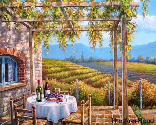 640x513 Museum Quality Mediterranean Landscape Painting Canvas Art Home - Mediterranean Landscape Painting