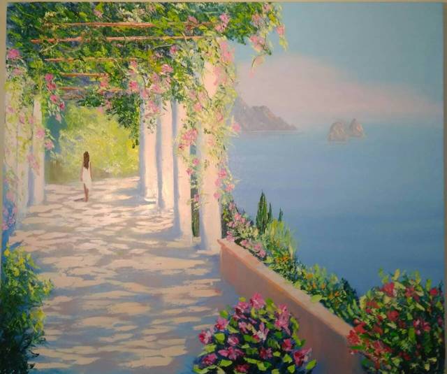 640x535 Natalia Kolesnichenko Artwork Mediterranean Landscape Original - Mediterranean Landscape Painting