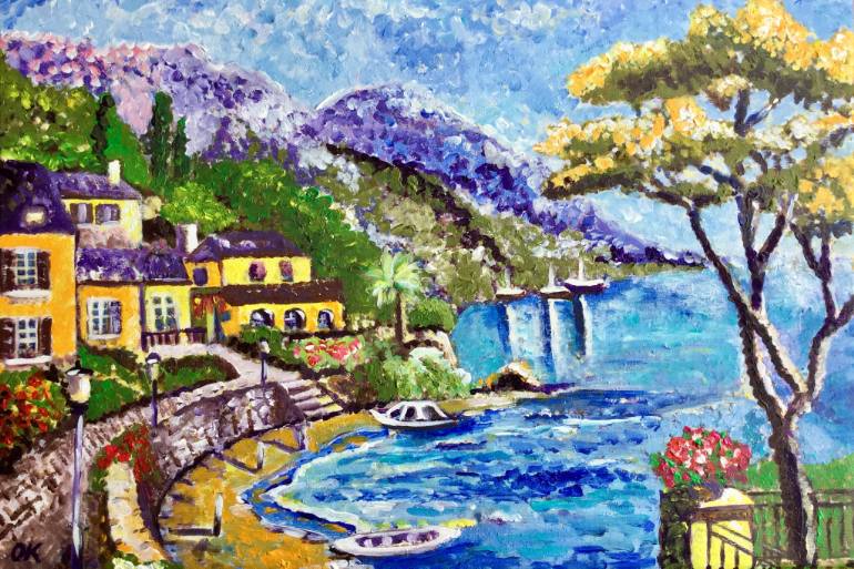 770x513 Saatchi Art Mediterranean Landscape Inspired By George Seurat - Mediterranean Landscape Painting