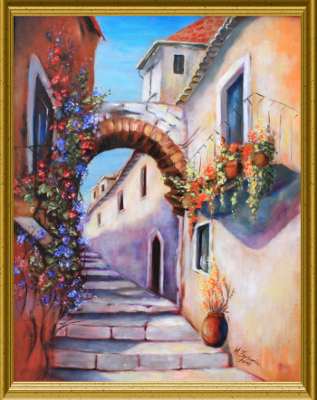 350x442 Kunstmalerei M. Zacharias Art Painting - Mediterranean Landscape Painting