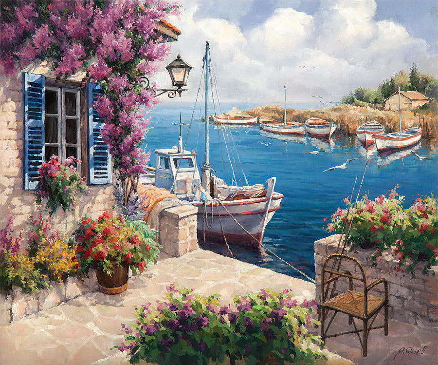 900x749 Mediterranean Day Painting By Yanko Yanev - Mediterranean Landscape Painting