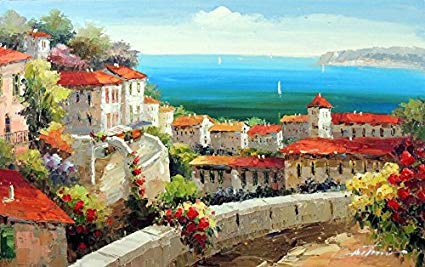 425x267 100% Hand Painted Canvas Oil Painting For Wall Art - Mediterranean Oil Painting