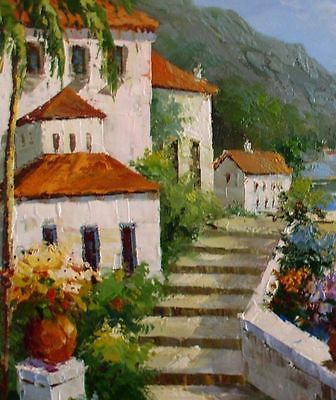 336x400 Quality Hand Painted Oil Painting Mediterranean Seaside Villas - Mediterranean Oil Painting