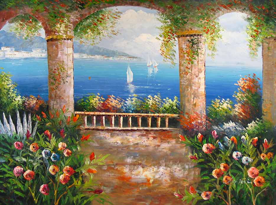 935x696 Vista Mediterranean,oil Painting Reproductions - Mediterranean Oil Painting