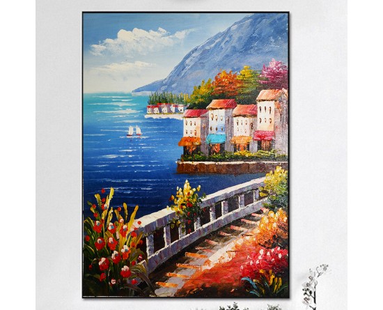 550x445 Buy Wall Art Italian Town Painting Online - Mediterranean Oil Painting
