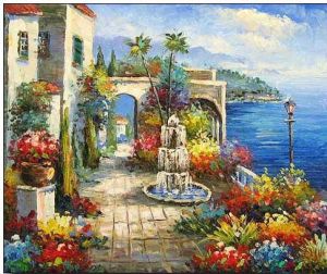 300x252 China Mediterranean Sea Landscapes Oil Paintings 002 (Cmslop002 - Mediterranean Oil Painting