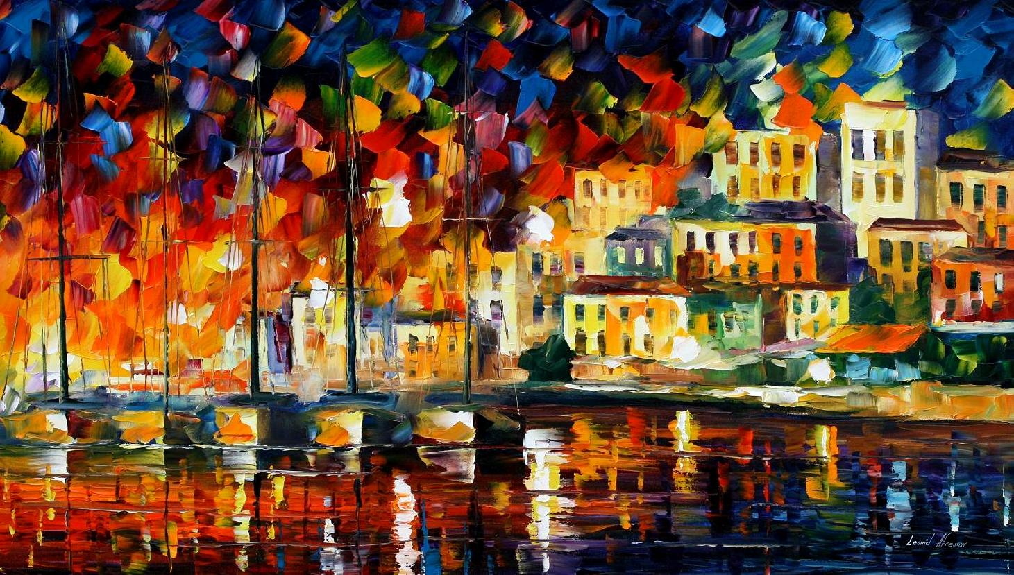 1461x829 Leonid Afremov, Oil On Canvas, Palette Knife, Buy Original - Mediterranean Painting