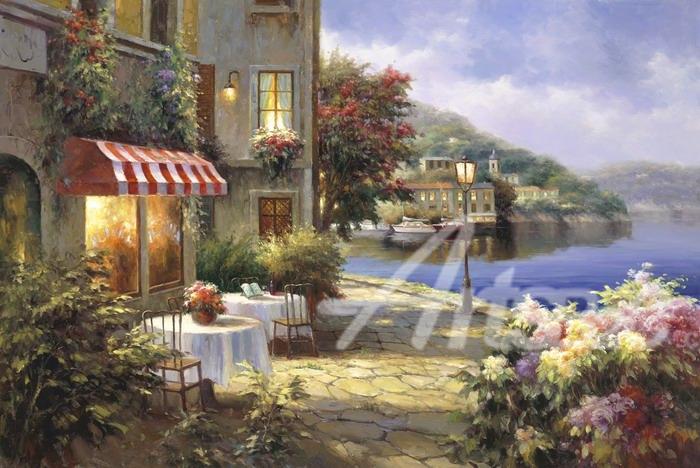 700x468 Oil Painting Of A Mediterranean Scene - Mediterranean Painting