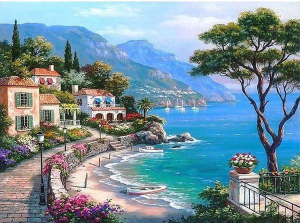 600x446 Diy Painting By Numbers - Mediterranean Painting