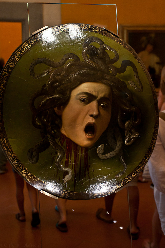 682x1024 The Shield With The Head Of Medusa By Caravaggio Lore - Medusa Painting By Caravaggio