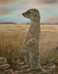 235x300 Meerkat Sentry Oil Painting Painting By Avril Brand - Meerkat Painting