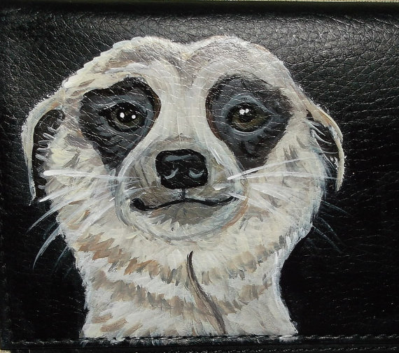 570x505 Meerkat Custom Hand Painted Leather Men's Wallet - Meerkat Painting