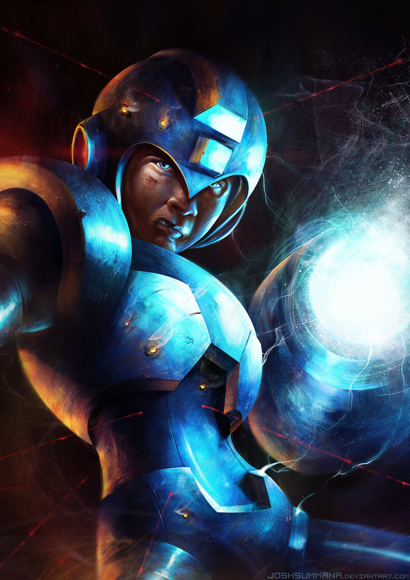 800x1132 Mega Man By Joshsummana - Mega Man Painting