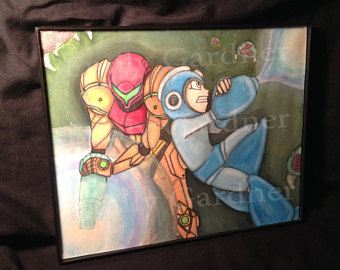 340x270 Mega Man Watercolor Etsy - Mega Man Painting