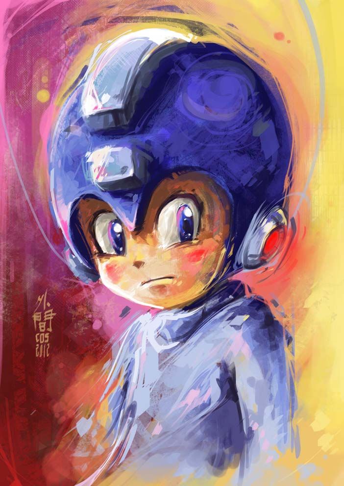 702x992 Lookit That Little Guy. Don'T Be Tricked. He'Ll Shoot Yellow - Mega Man Painting