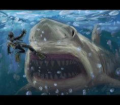 236x207 Meg, The Upcoming Film About The Hunt For An 80 Foot Long, 100,000 - Megalodon Painting