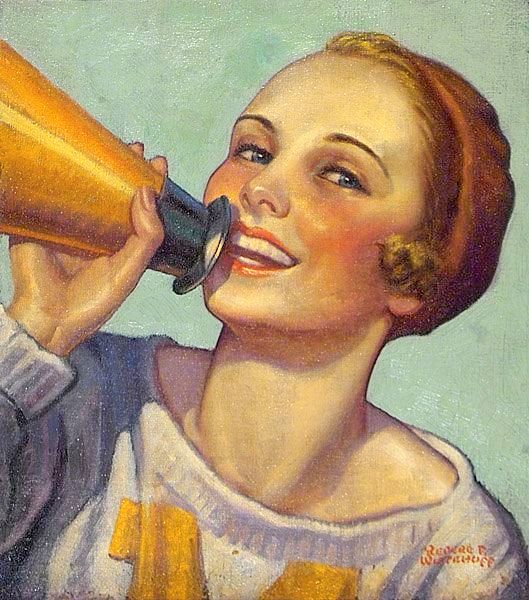 529x600 Cheerleader Yelling Into - Megaphone Painting