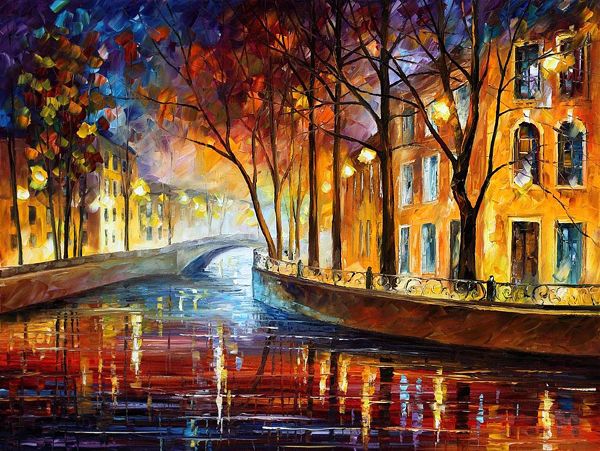 600x451 Bright And Positive Paintings By Leonid Afremov - Melody Of The Night Painting