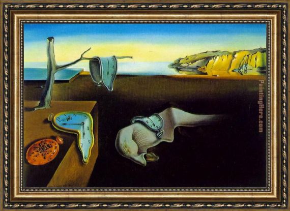 570x415 Salvador Dali Clock Melting Clocks Framed Painting For Sale - Melting Clock Painting