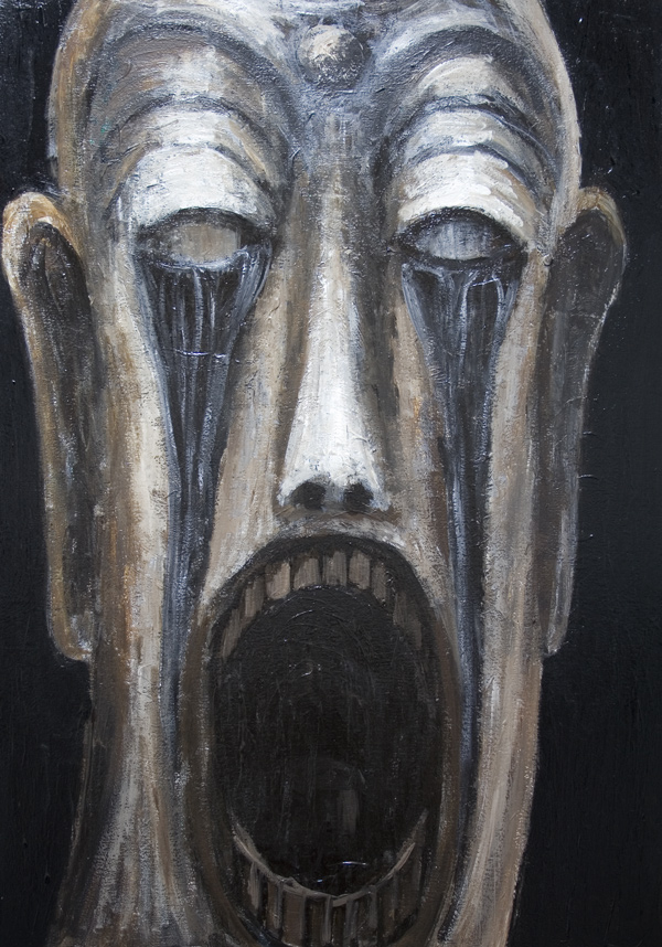 600x858 Open Mouth Buddha, Shedding Black Tearsnew, Religious Surrealism - Melting Face Painting