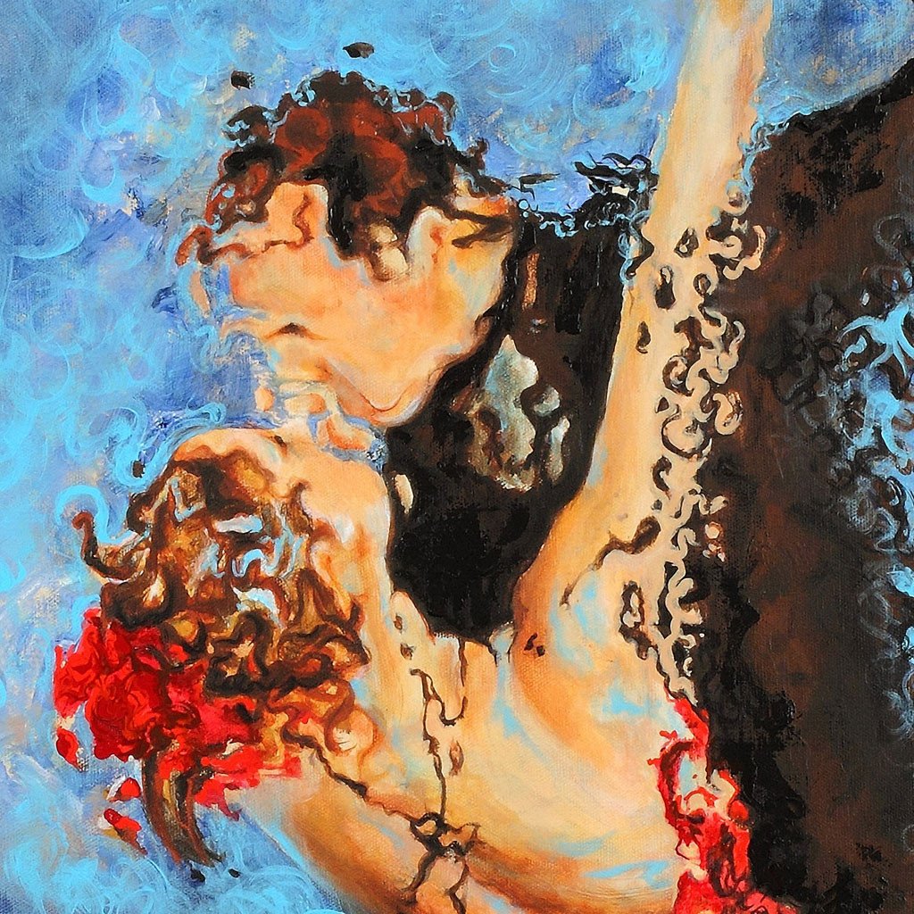 1024x1024 Abstract Figurative Tango Dancers Painting - Melting Painting