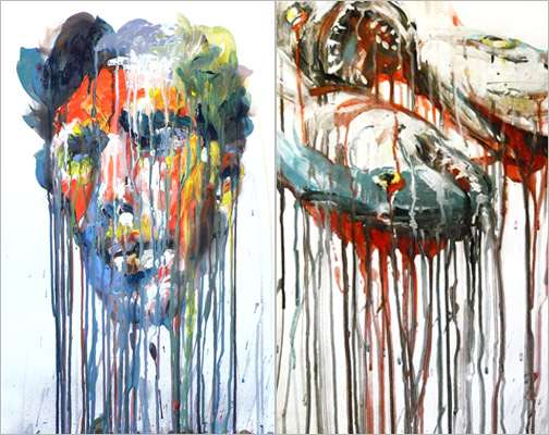 504x400 Colorful Melting Faces Chrissy Angliker's Oil Paintings All Drip - Melting Painting