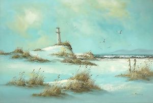 300x202 Original C Melton 24 X 34 Oil Painting On Stretched Canvas Beach - Melton Painting