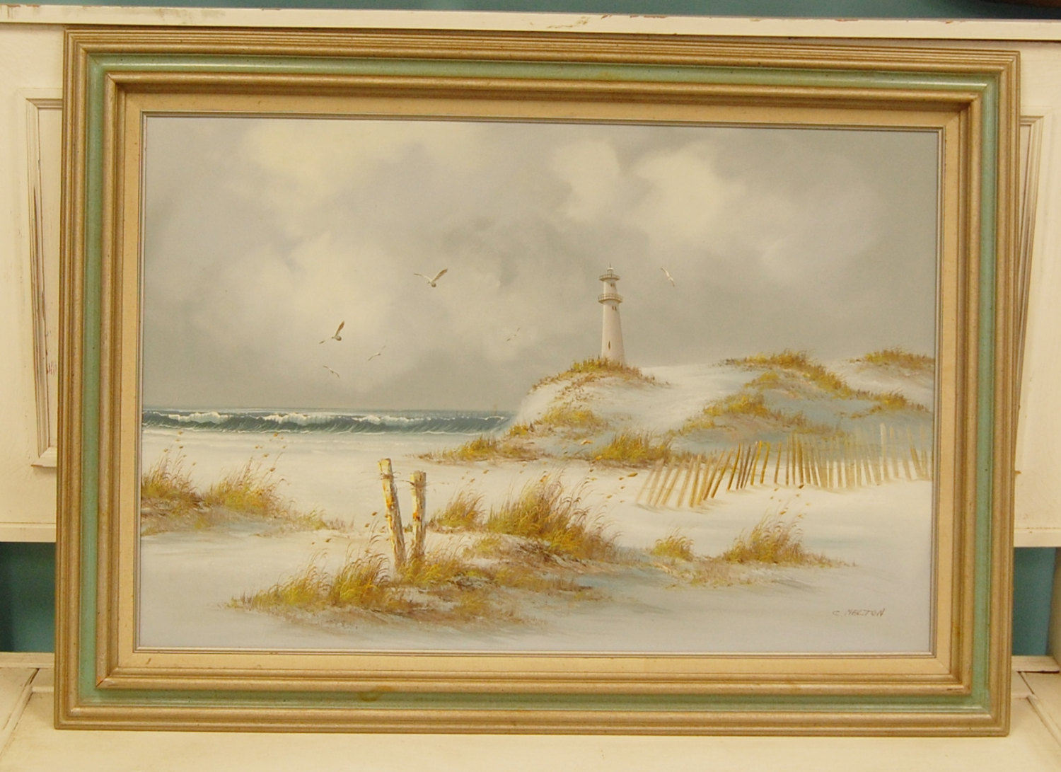 1500x1091 Original Oil On Canvas Painting Seashore Seascape Ocean - Melton Painting