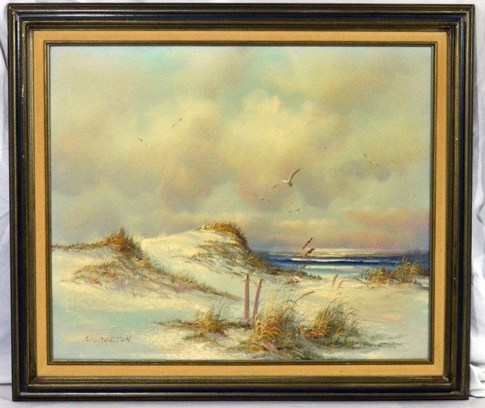700x590 Signed C Melton Oil Painting - Melton Painting