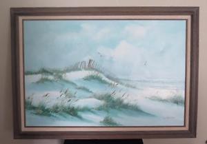 300x209 C. Melton Painting On Canvas Seascape Beach Framed Art Dune - Melton Painting