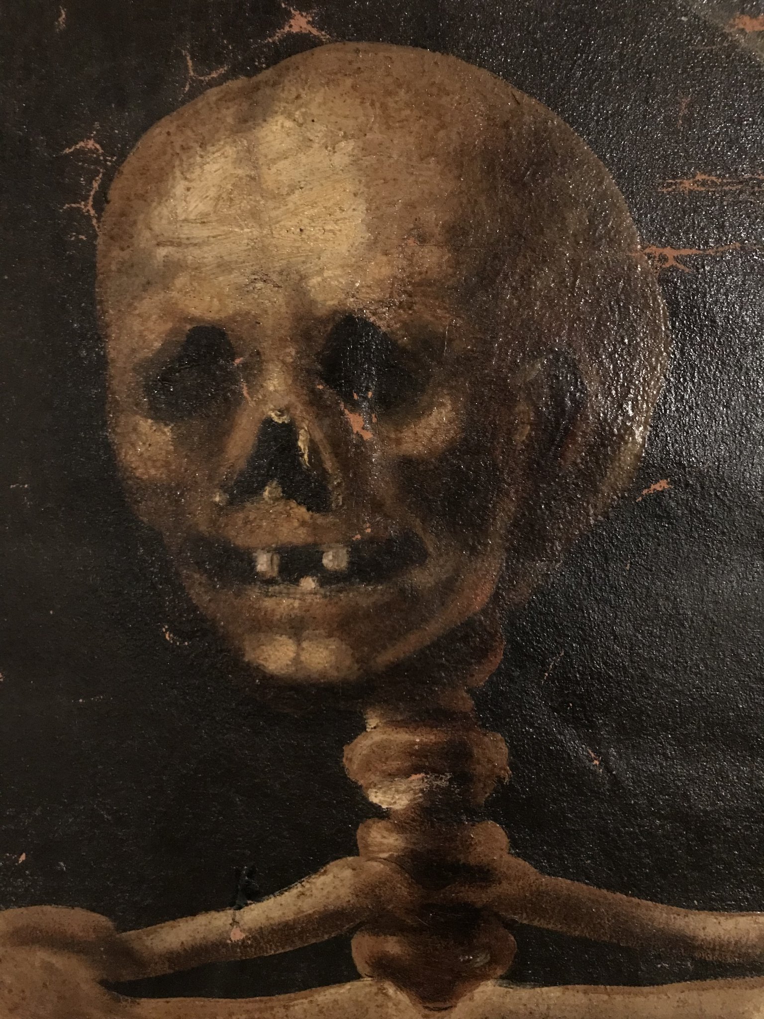1536x2048 A 19th Century Italian Memento Mori Skeleton Vanitas Oil Painting - Memento Mori Painting